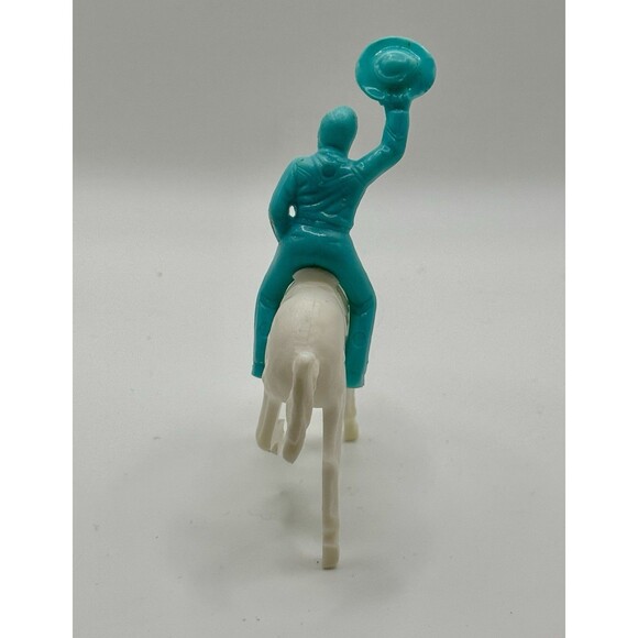 VTG MARX Roy Rogers Mounted Figure Holding Hat Blue Plastic 3" & Bucking Horse - Picture 2 of 11